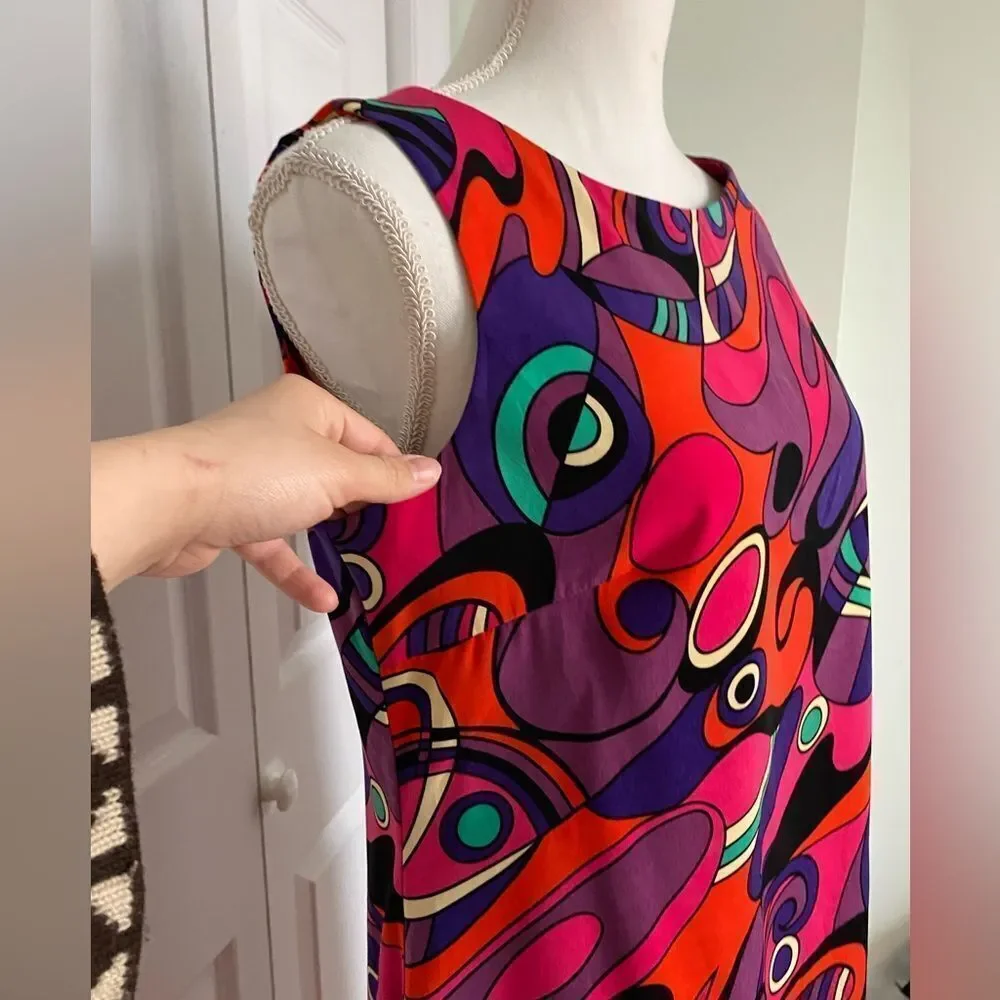 1990s Psychedelic Colorful & Unique Shift Dress